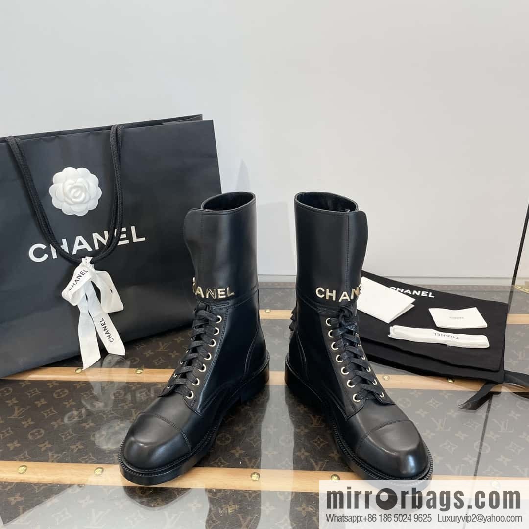 CHANEL Xiaoxiang Lace-up Kusa Knight Motorcycle Boots