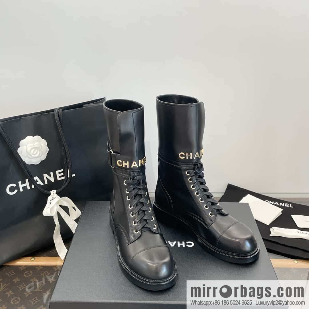 CHANEL Xiaoxiang Lace-up Kusa Knight Motorcycle Boots
