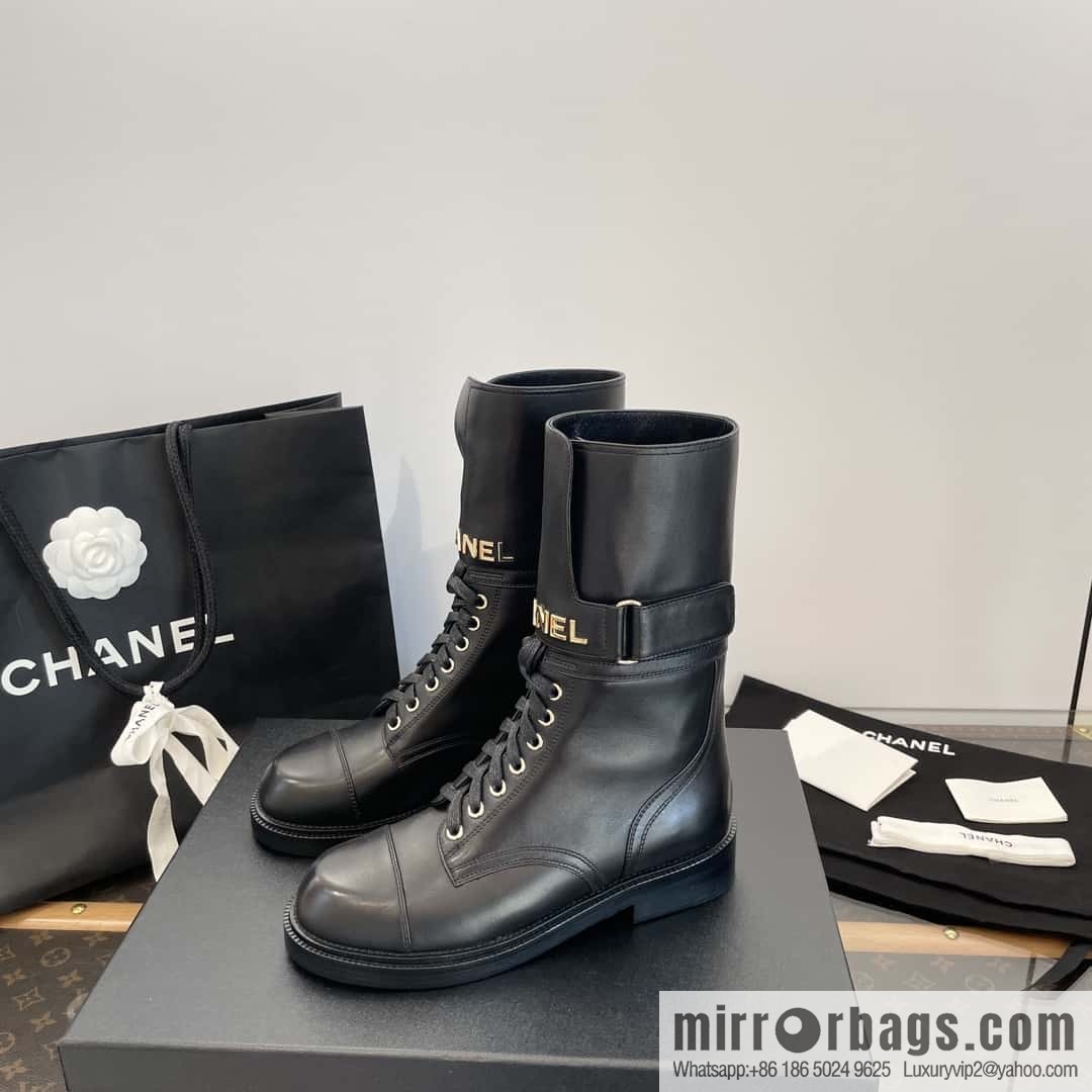 CHANEL Xiaoxiang Lace-up Kusa Knight Motorcycle Boots