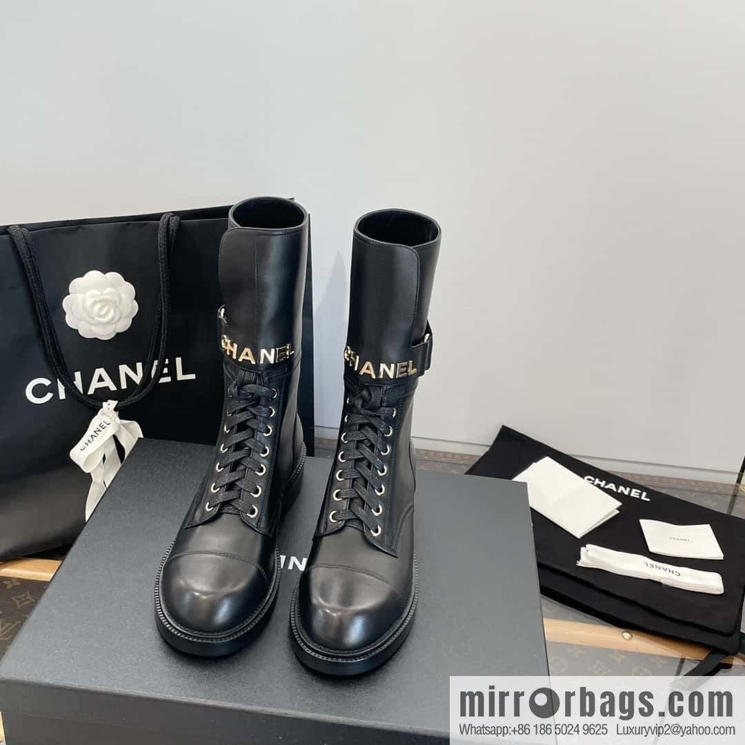 CHANEL Xiaoxiang Lace-up Kusa Knight Motorcycle Boots