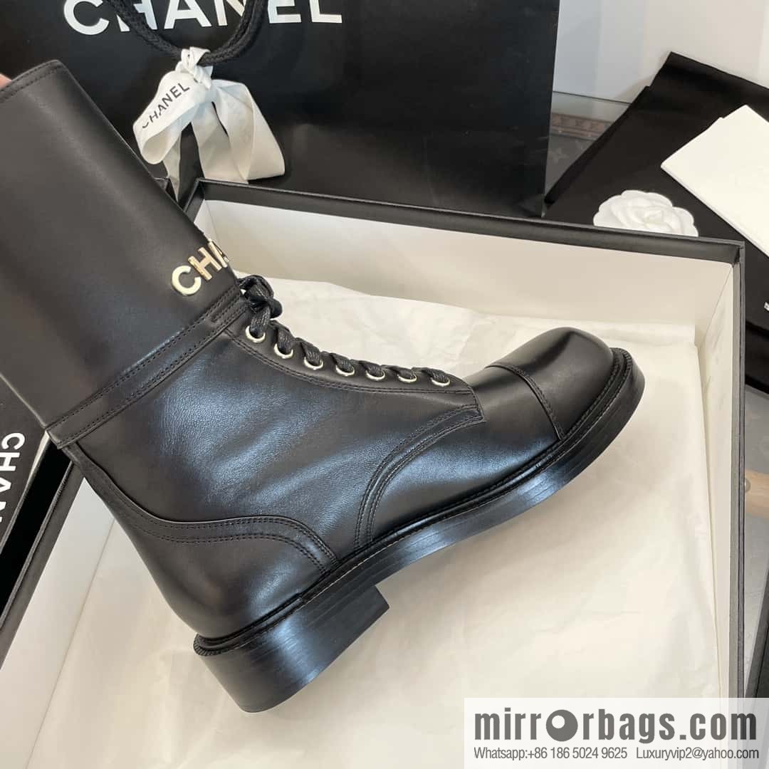 CHANEL Xiaoxiang Lace-up Kusa Knight Motorcycle Boots