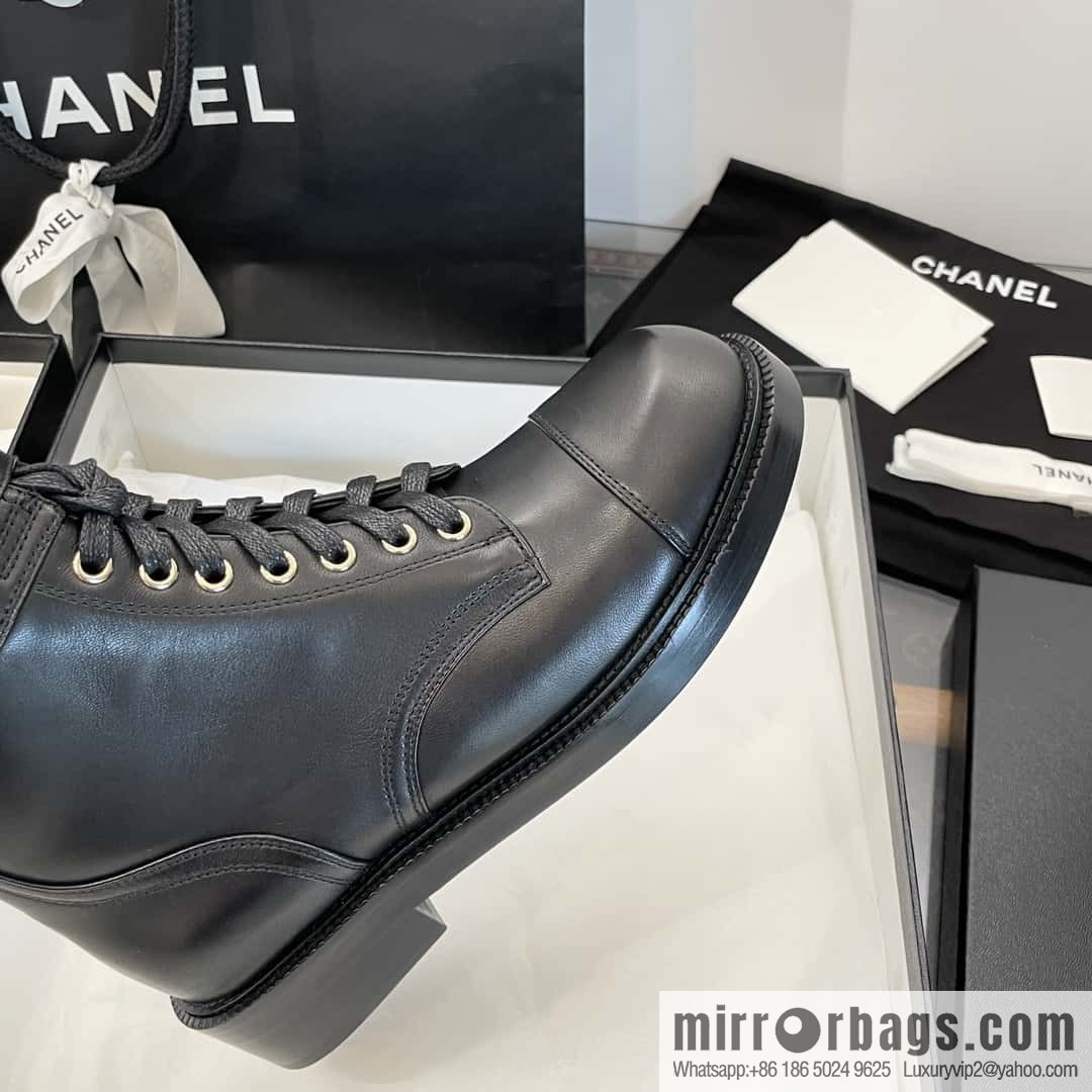 CHANEL Xiaoxiang Lace-up Kusa Knight Motorcycle Boots