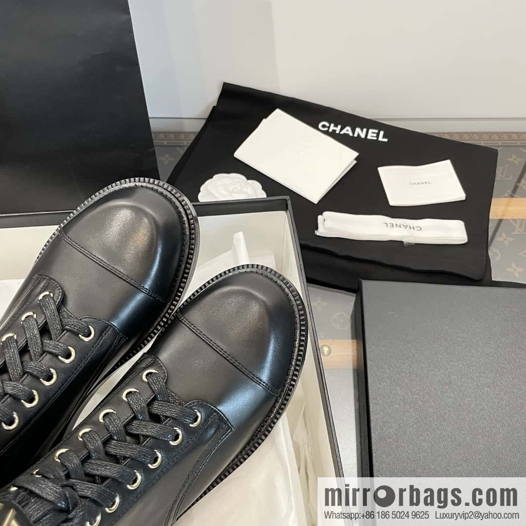 CHANEL Xiaoxiang Lace-up Kusa Knight Motorcycle Boots