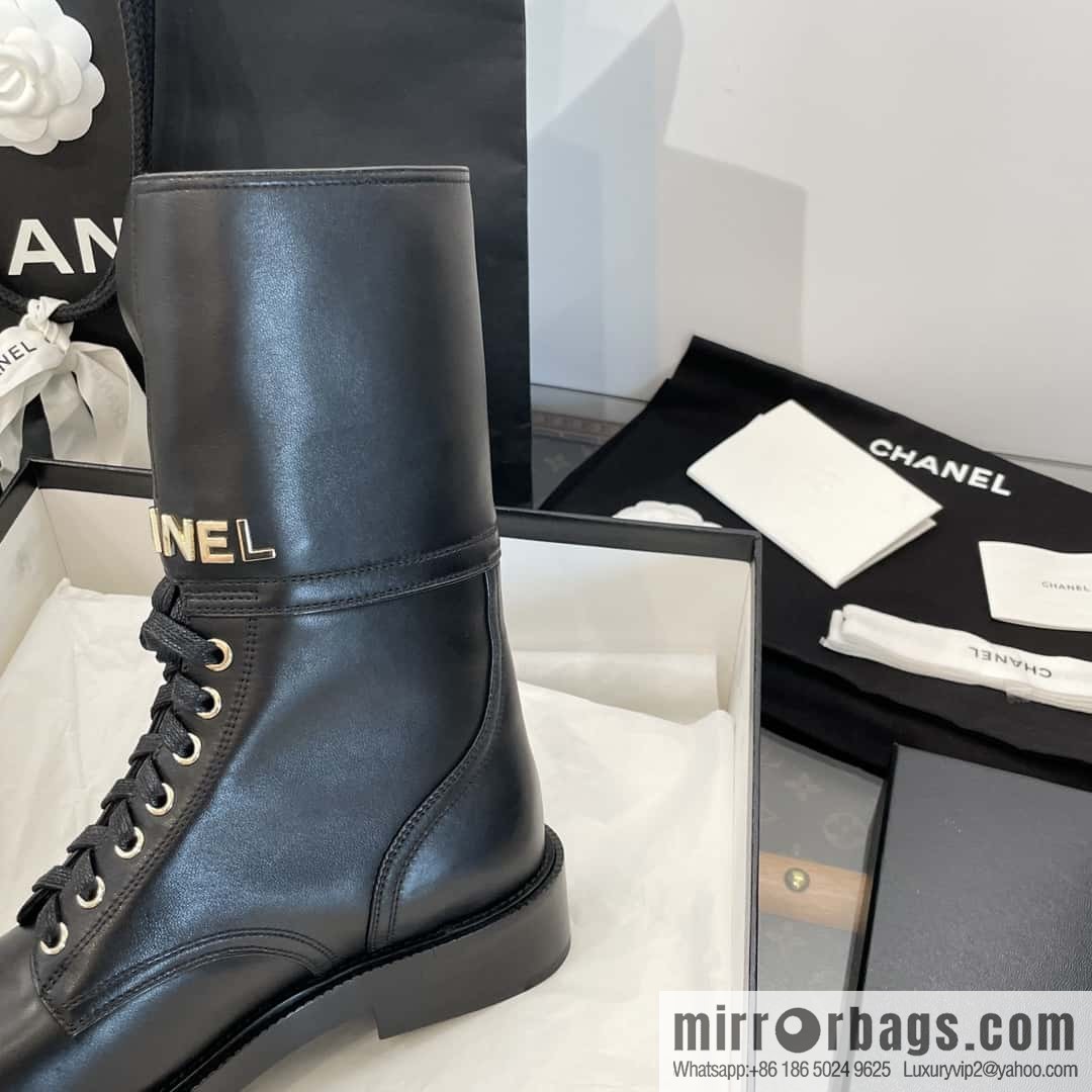 CHANEL Xiaoxiang Lace-up Kusa Knight Motorcycle Boots