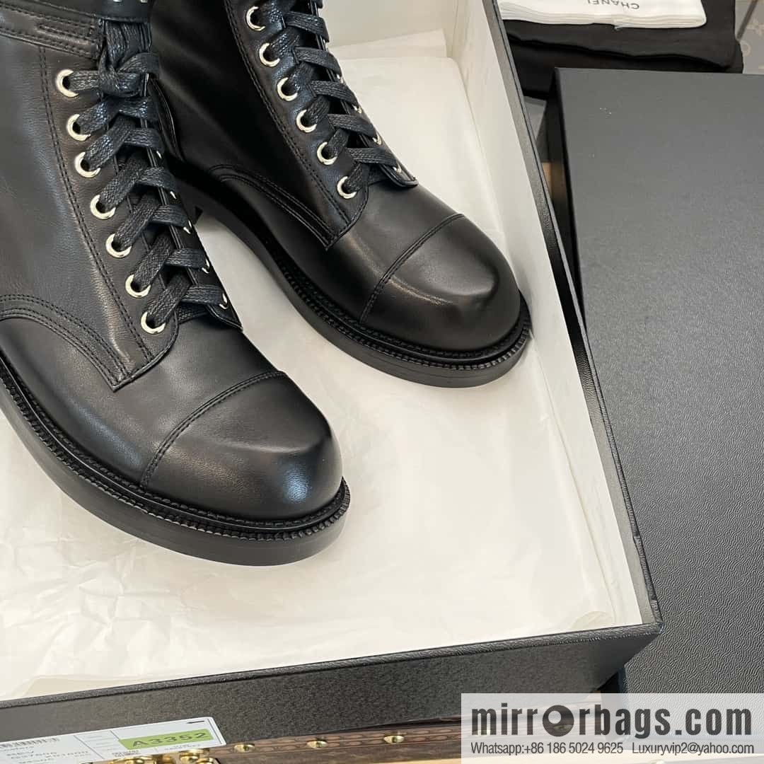 CHANEL Xiaoxiang Lace-up Kusa Knight Motorcycle Boots