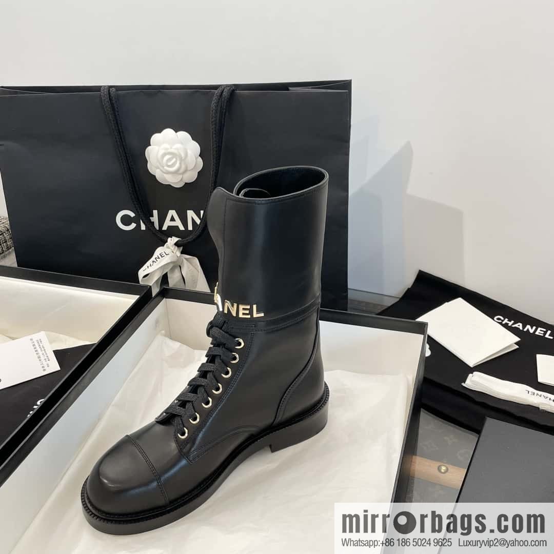 CHANEL Xiaoxiang Lace-up Kusa Knight Motorcycle Boots
