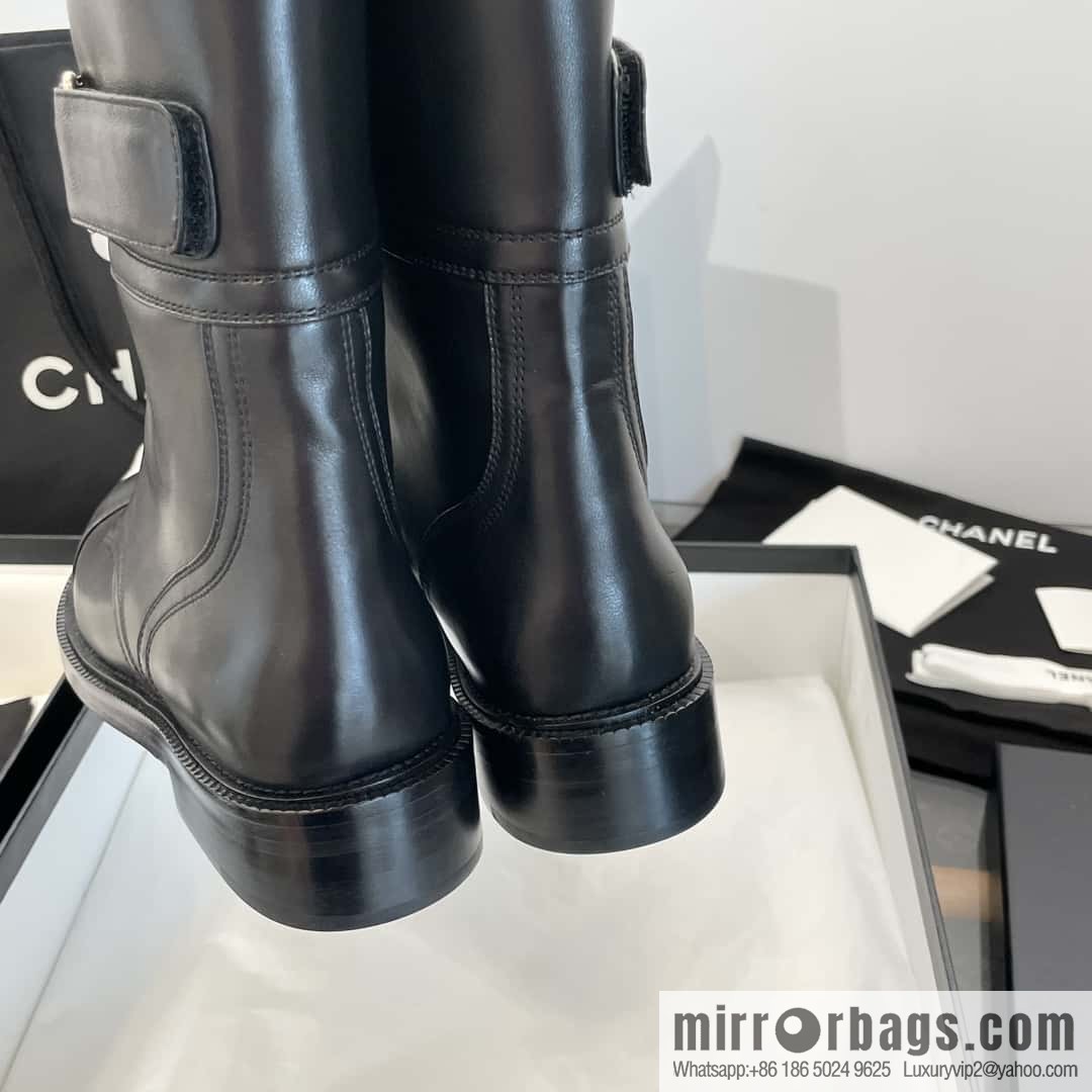 CHANEL Xiaoxiang Lace-up Kusa Knight Motorcycle Boots