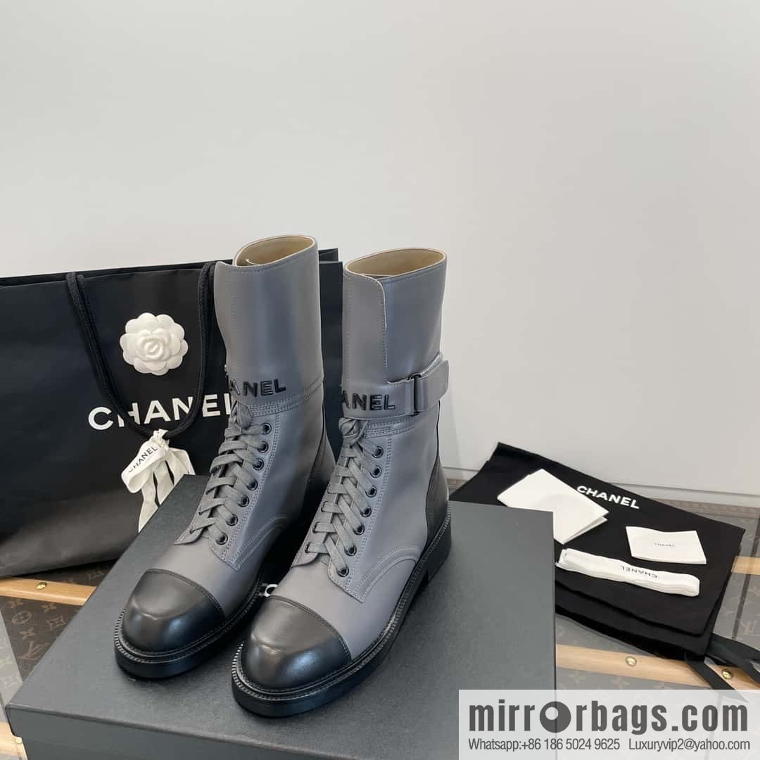 CHANEL Xiaoxiang Lace-up Kusa Knight Motorcycle Boots