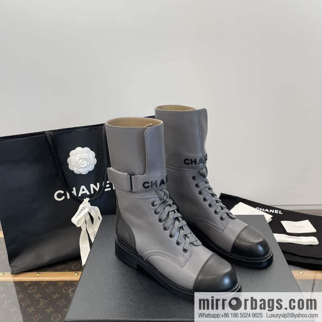CHANEL Xiaoxiang Lace-up Kusa Knight Motorcycle Boots