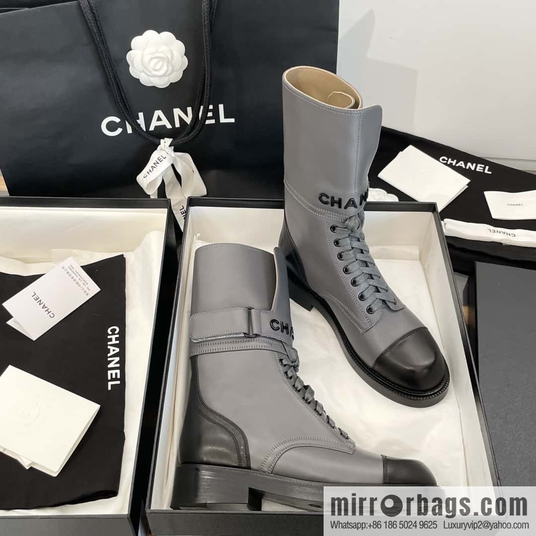 CHANEL Xiaoxiang Lace-up Kusa Knight Motorcycle Boots