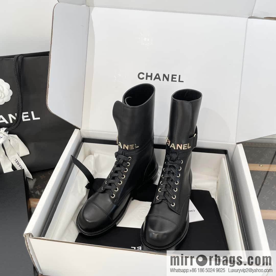 CHANEL Xiaoxiang Lace-up Kusa Knight Motorcycle Boots