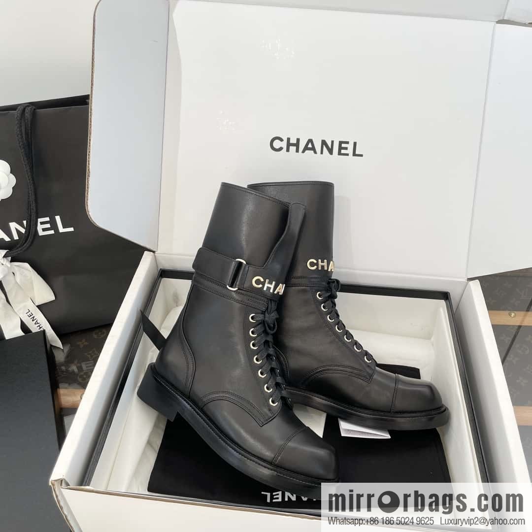 CHANEL Xiaoxiang Lace-up Kusa Knight Motorcycle Boots