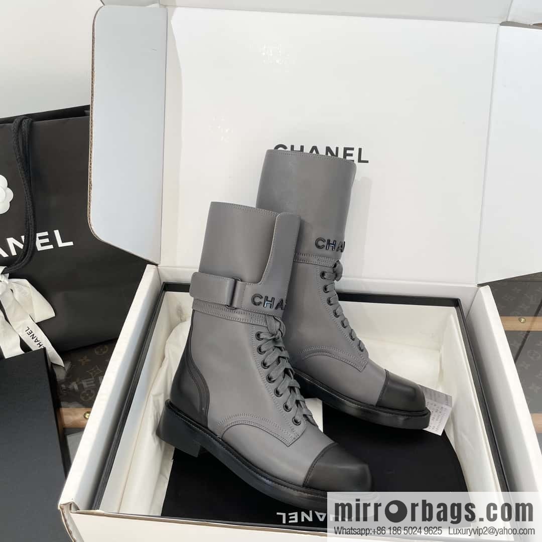 CHANEL Xiaoxiang Lace-up Kusa Knight Motorcycle Boots