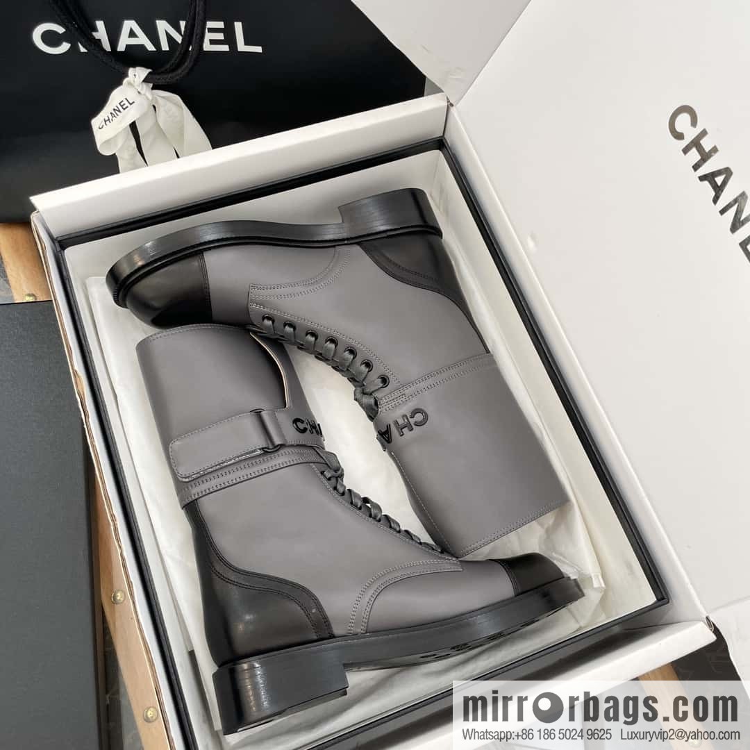 CHANEL Xiaoxiang Lace-up Kusa Knight Motorcycle Boots