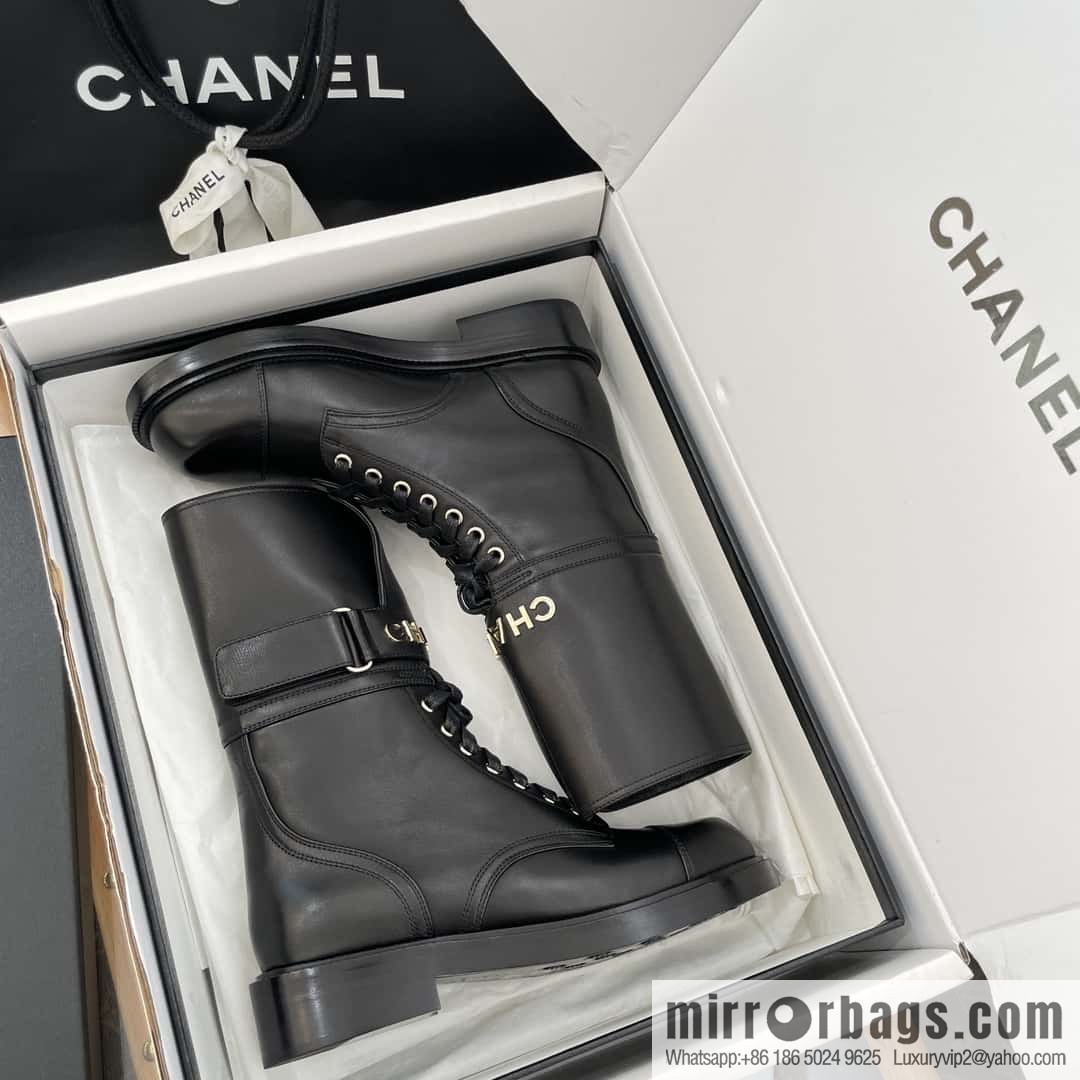 CHANEL Xiaoxiang Lace-up Kusa Knight Motorcycle Boots