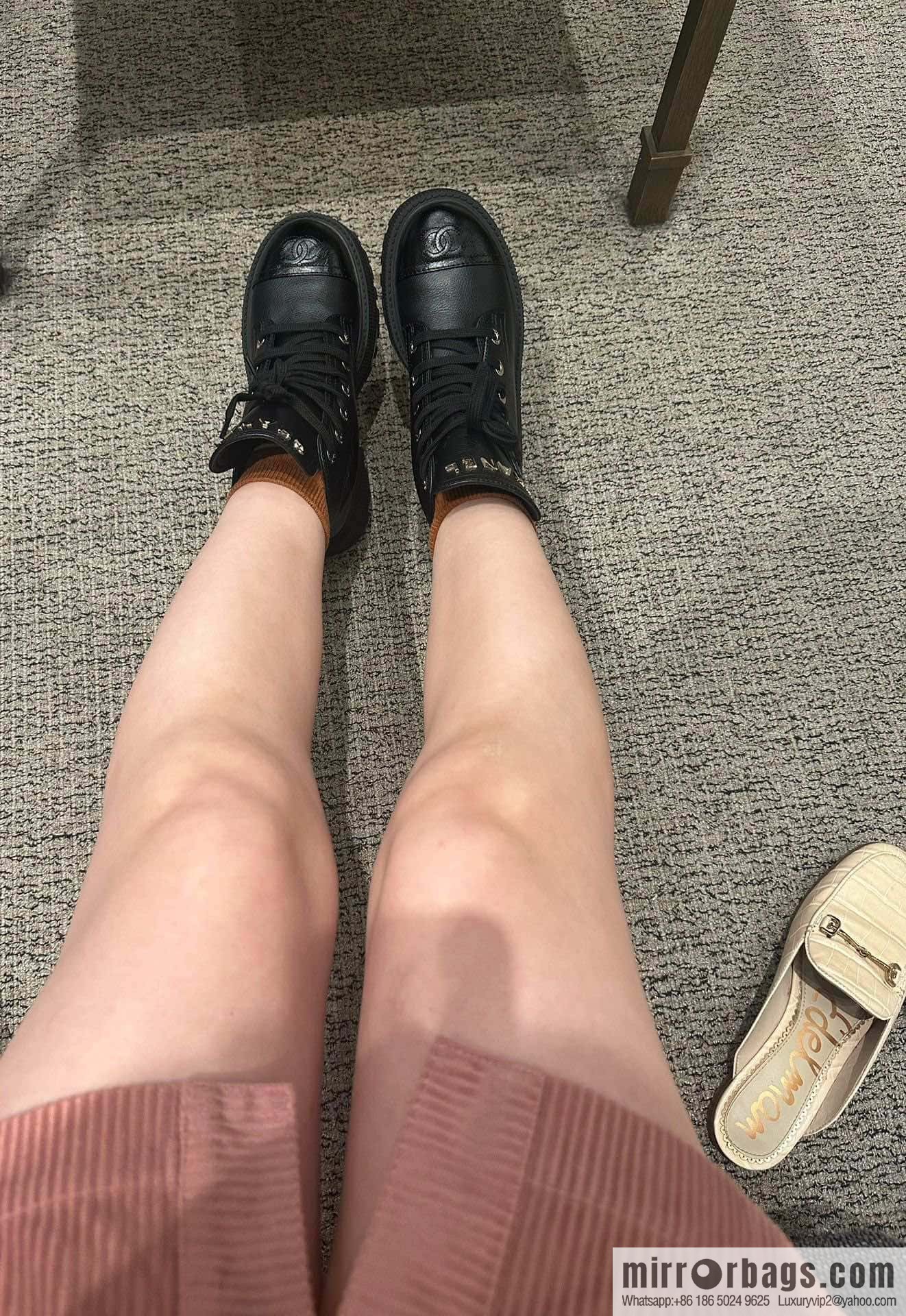 CHANEL Xiaoxiang thick-soled lace-up Martin booties