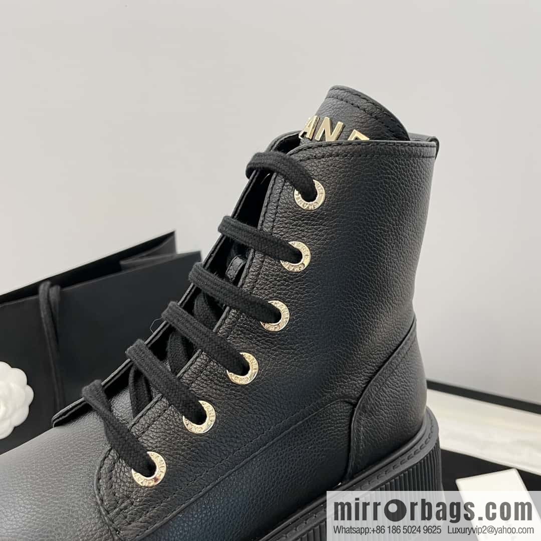 CHANEL Xiaoxiang thick-soled lace-up Martin booties