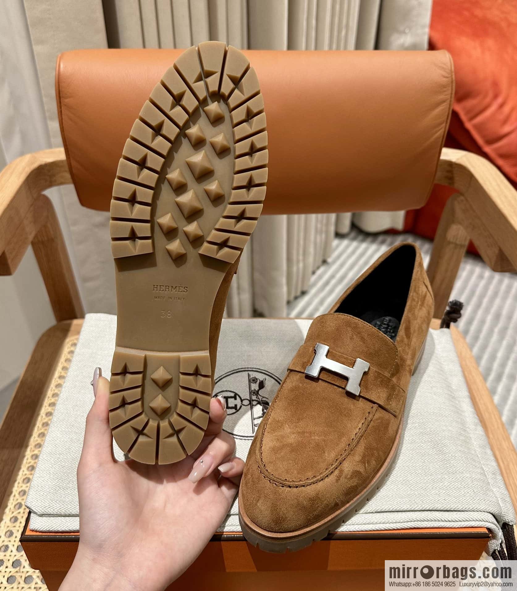 Hermès calfskin Faubourg loafers