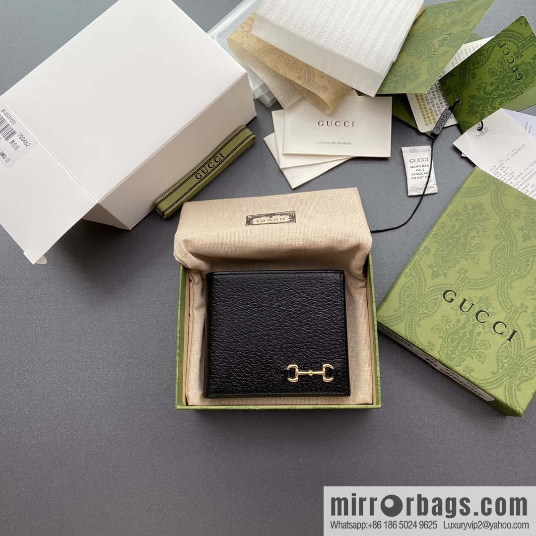GUCCI ornament horse title buckle double fold wallet model number 700462 DJ20G 1000