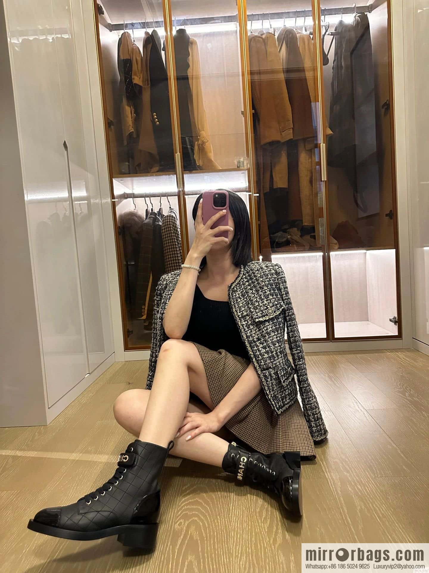 CHANEL Xiaoxiang rhombus letter side zipper locomotive short boots