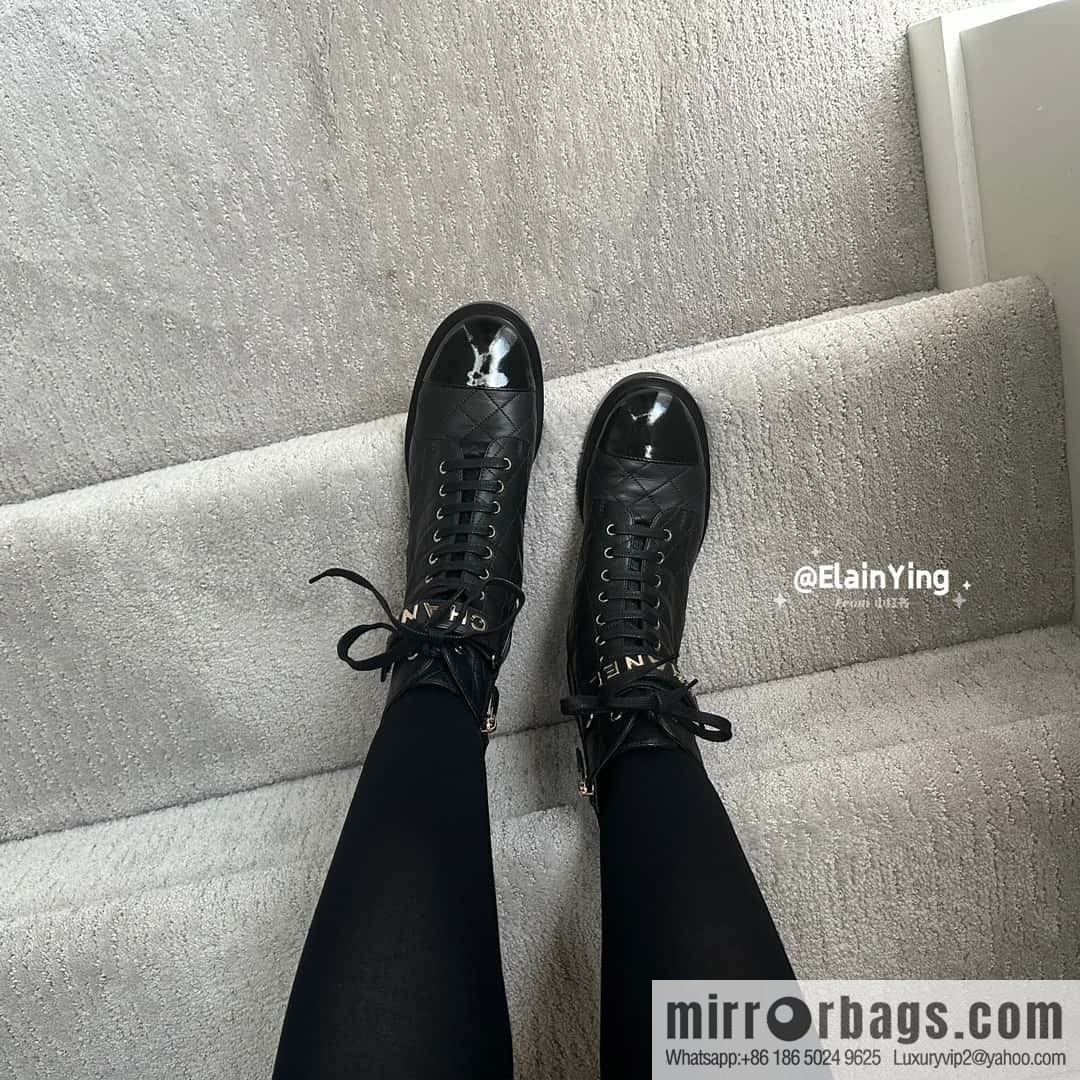 CHANEL Xiaoxiang rhombus letter side zipper locomotive short boots