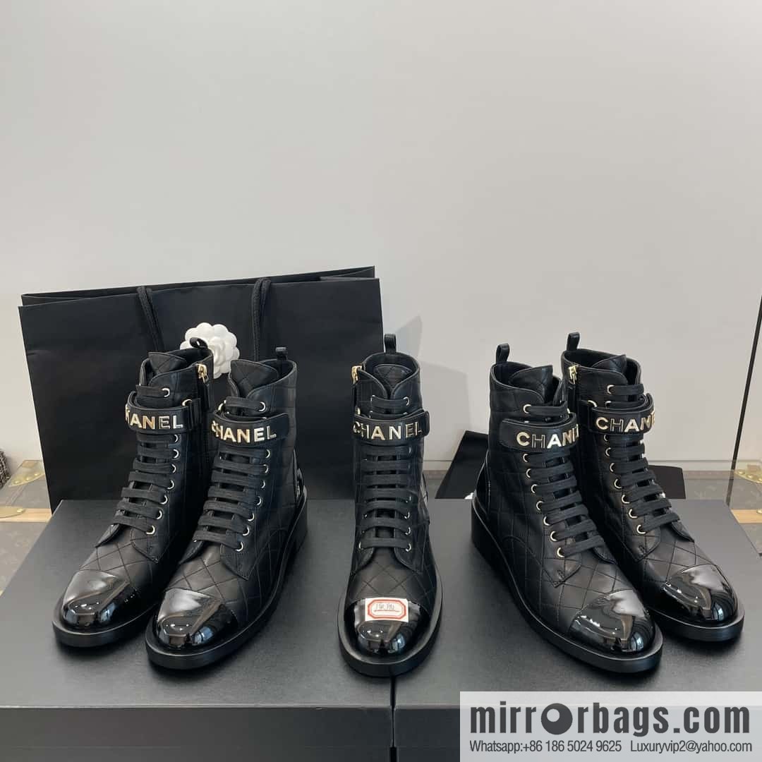 CHANEL Xiaoxiang rhombus letter side zipper locomotive short boots
