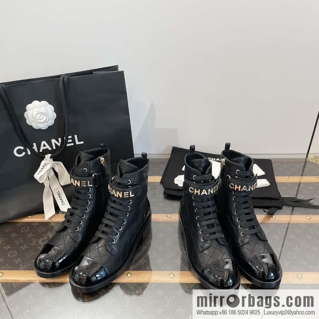 CHANEL Xiaoxiang rhombus letter side zipper locomotive short boots