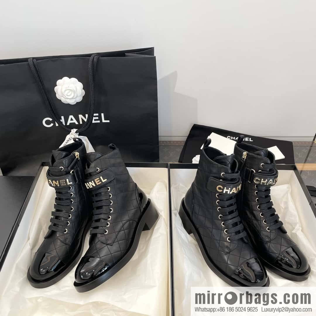 CHANEL Xiaoxiang rhombus letter side zipper locomotive short boots
