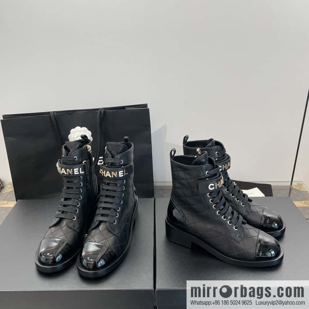 CHANEL Xiaoxiang rhombus letter side zipper locomotive short boots