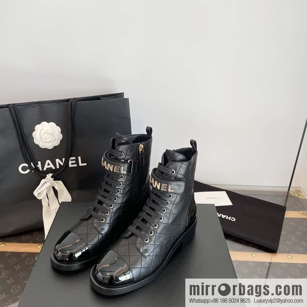 CHANEL Xiaoxiang rhombus letter side zipper locomotive short boots
