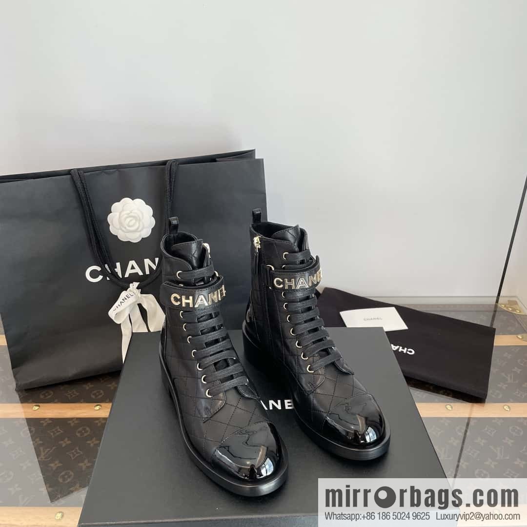 CHANEL Xiaoxiang rhombus letter side zipper locomotive short boots