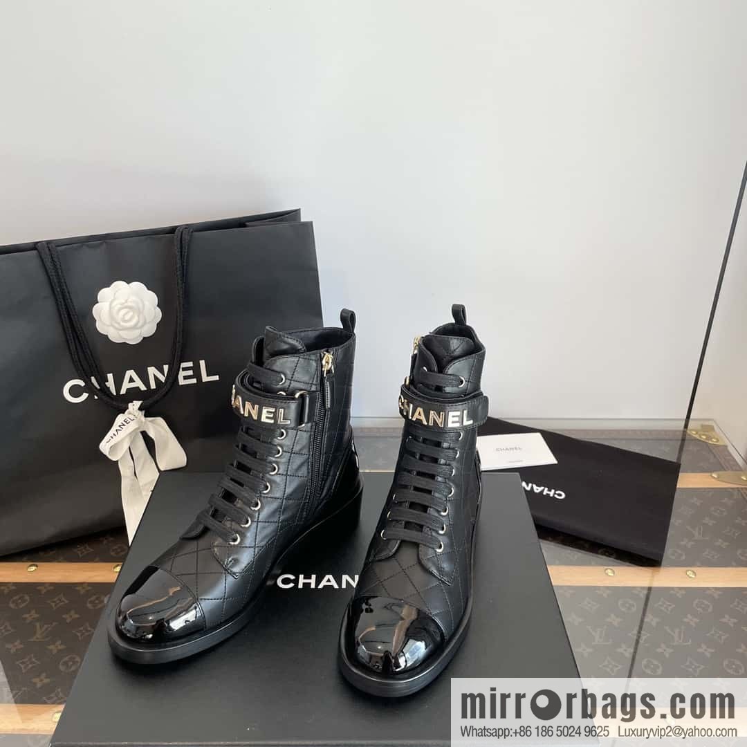 CHANEL Xiaoxiang rhombus letter side zipper locomotive short boots