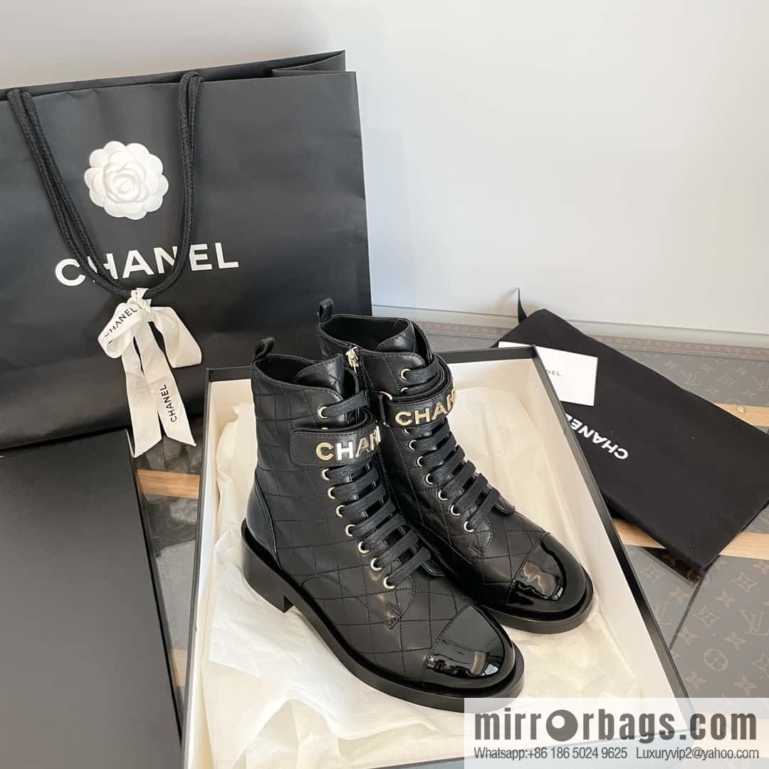 CHANEL Xiaoxiang rhombus letter side zipper locomotive short boots