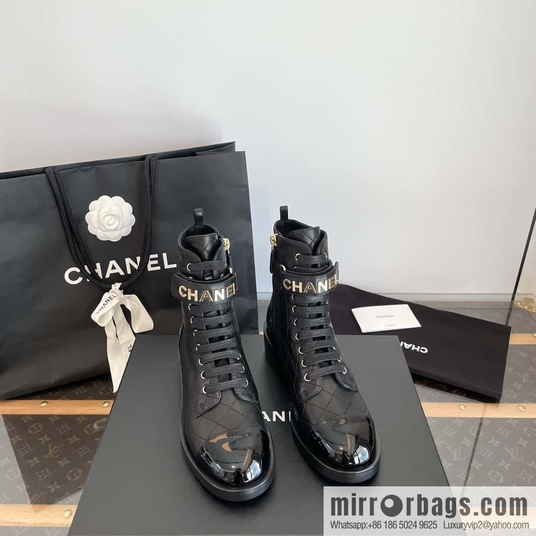 CHANEL Xiaoxiang rhombus letter side zipper locomotive short boots