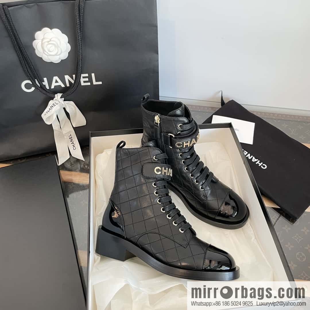 CHANEL Xiaoxiang rhombus letter side zipper locomotive short boots