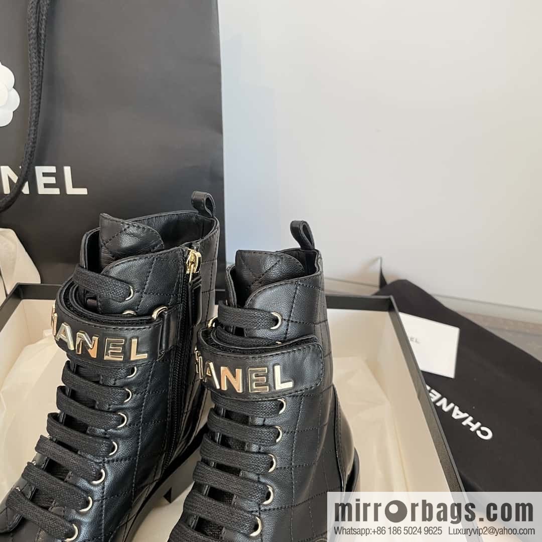 CHANEL Xiaoxiang rhombus letter side zipper locomotive short boots
