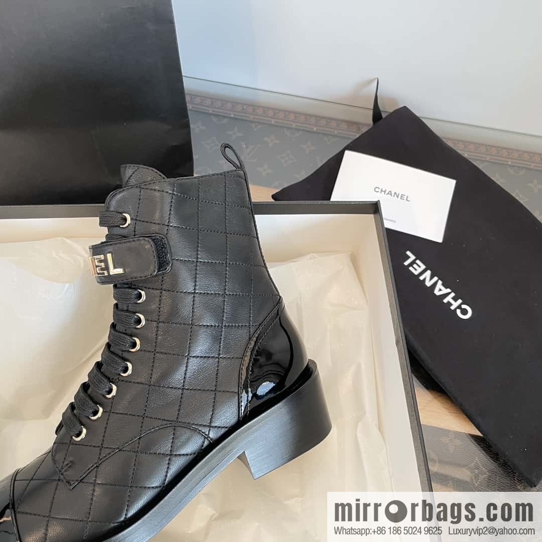 CHANEL Xiaoxiang rhombus letter side zipper locomotive short boots