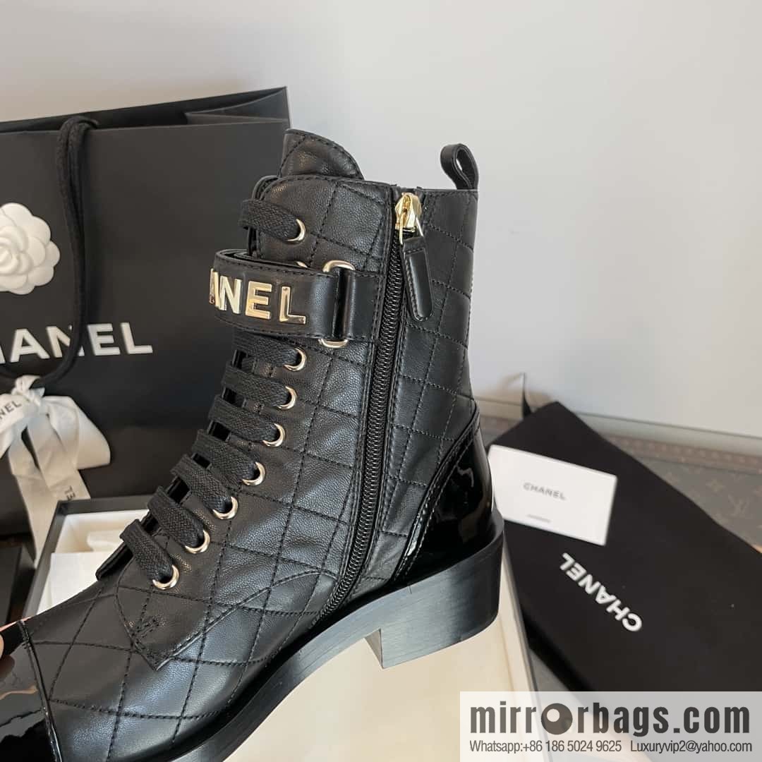 CHANEL Xiaoxiang rhombus letter side zipper locomotive short boots