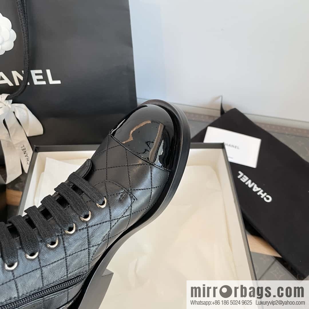 CHANEL Xiaoxiang rhombus letter side zipper locomotive short boots