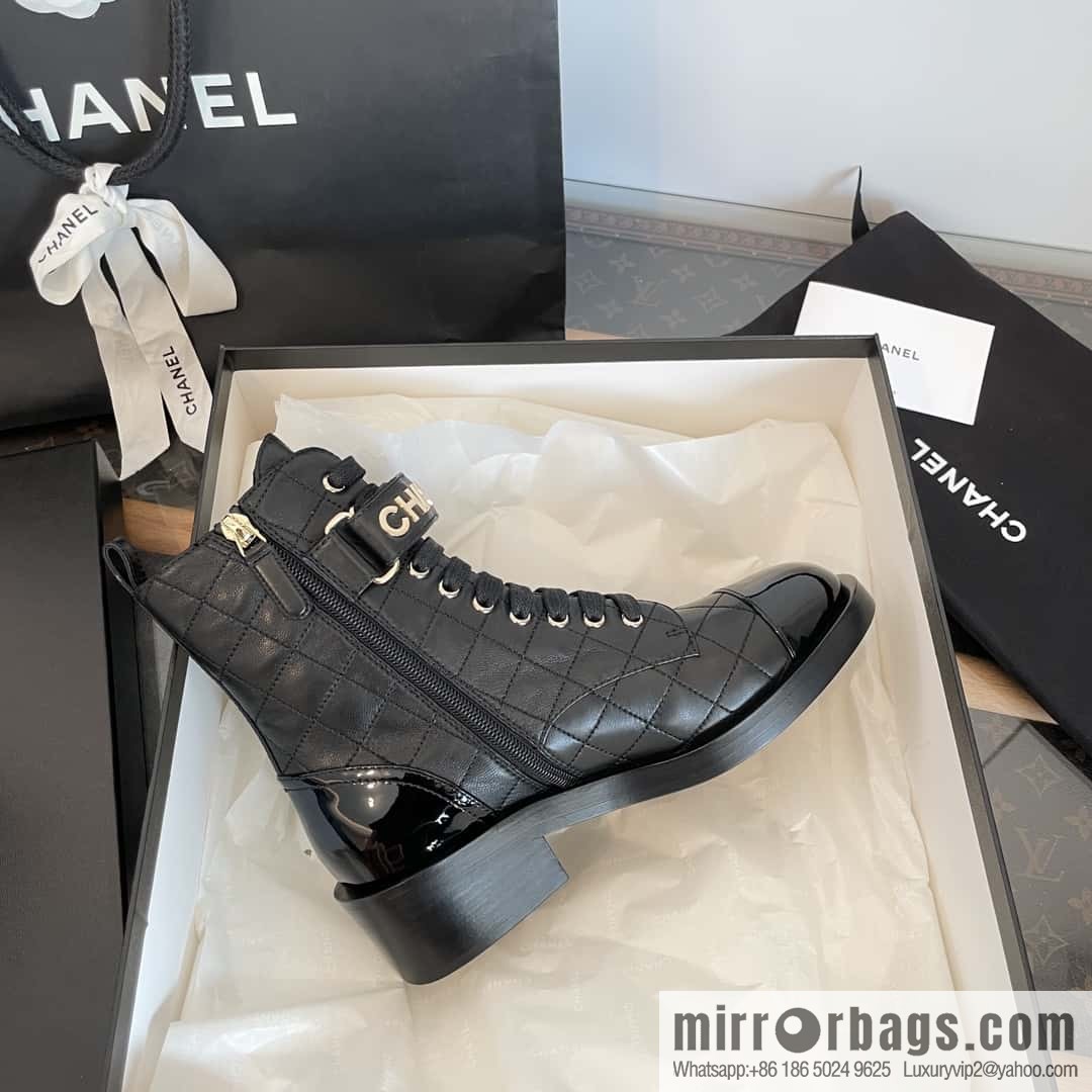 CHANEL Xiaoxiang rhombus letter side zipper locomotive short boots