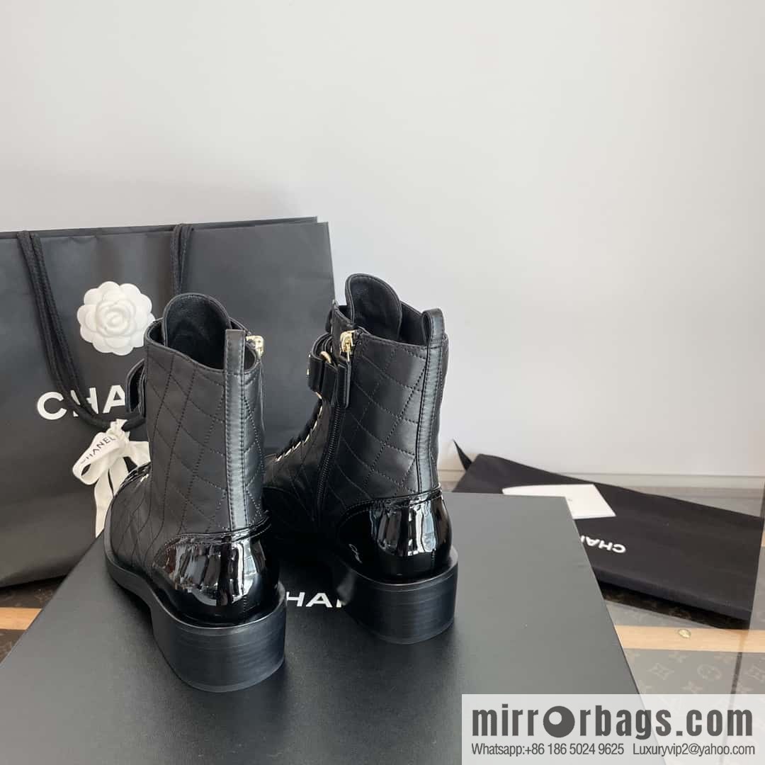 CHANEL Xiaoxiang rhombus letter side zipper locomotive short boots