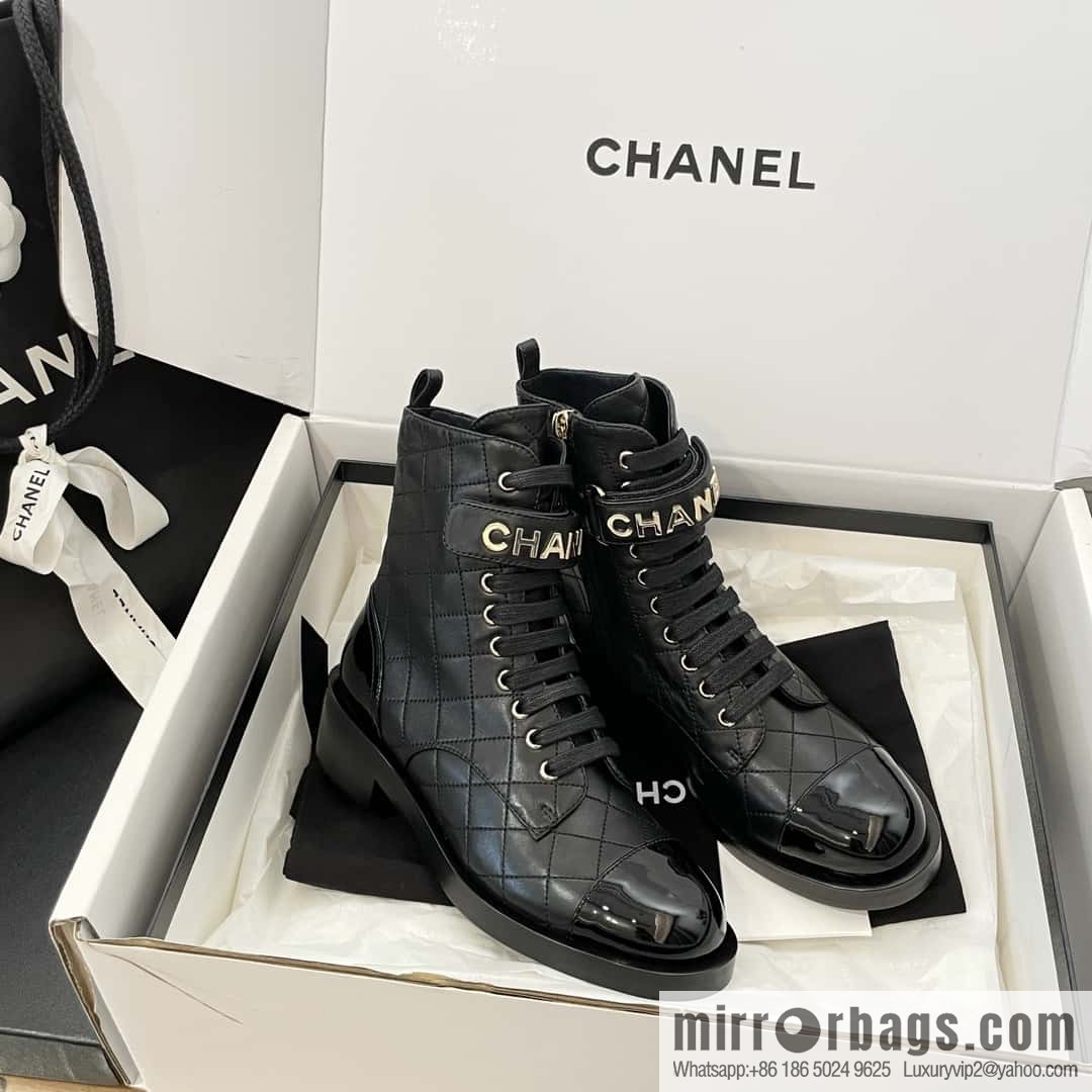 CHANEL Xiaoxiang rhombus letter side zipper locomotive short boots