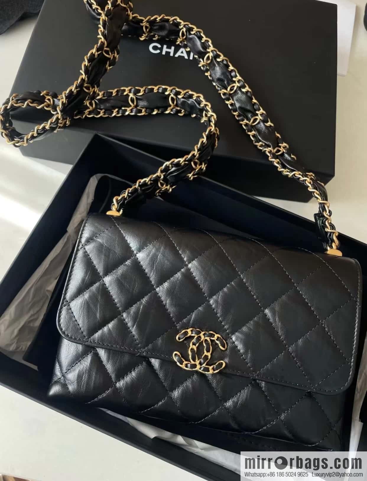 CHANEL 23K autumn and winter series, super hot 19 retro organ bag AP3572 black