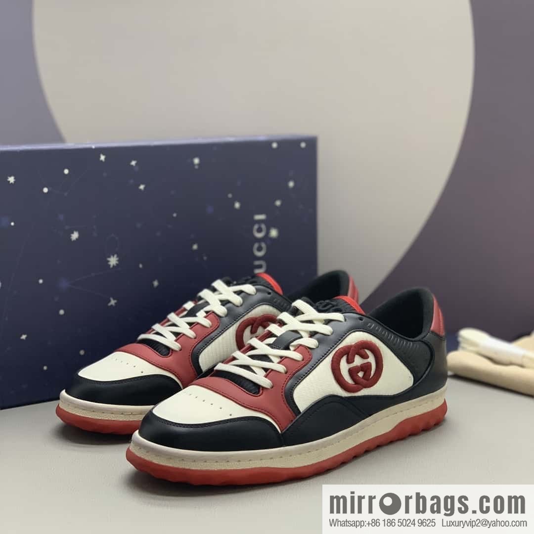 GUCCI black and red color matching cowhide, couple style, the same sports and leisure shoes for men and women