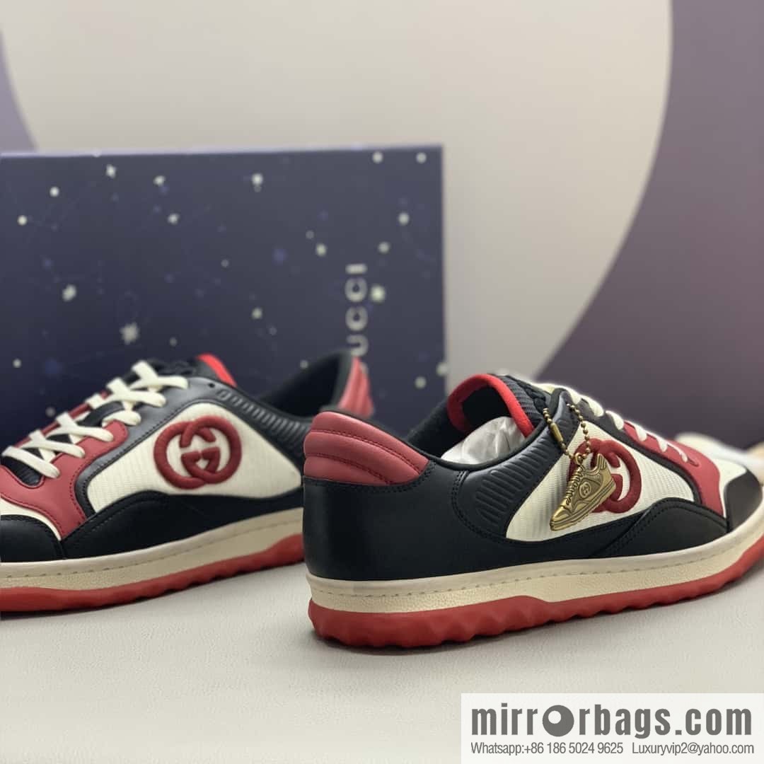 GUCCI black and red color matching cowhide, couple style, the same sports and leisure shoes for men and women