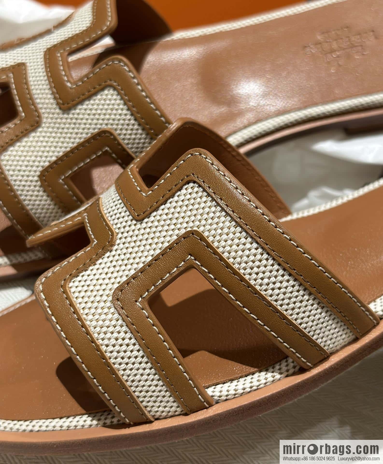 Hermes Hermes, canvas leather H slippers