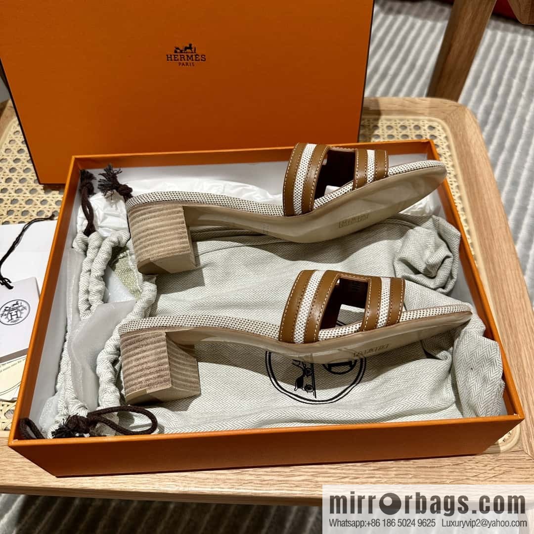 Hermes Hermes, canvas leather, high heels
