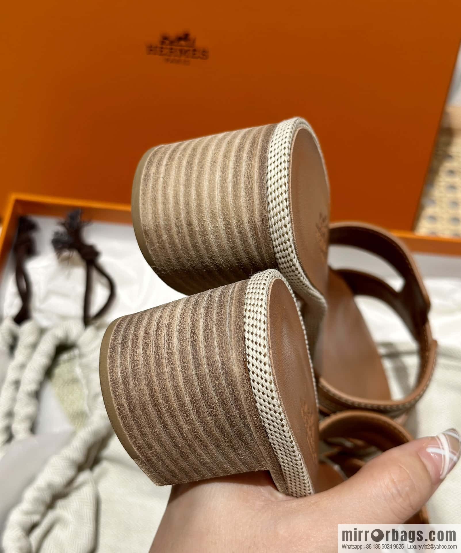 Hermes Hermes, canvas leather, high heels