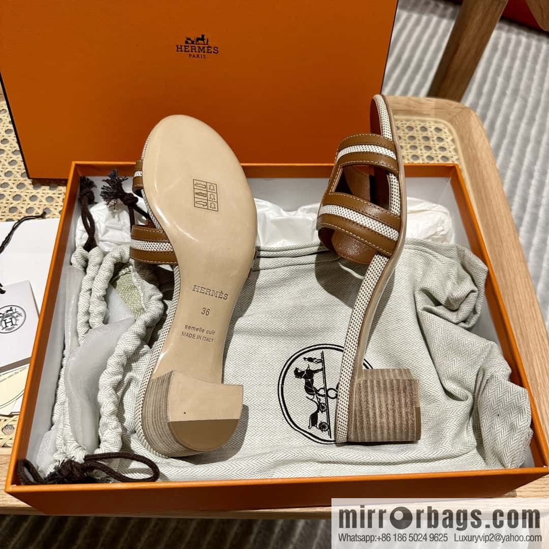 Hermes Hermes, canvas leather, high heels
