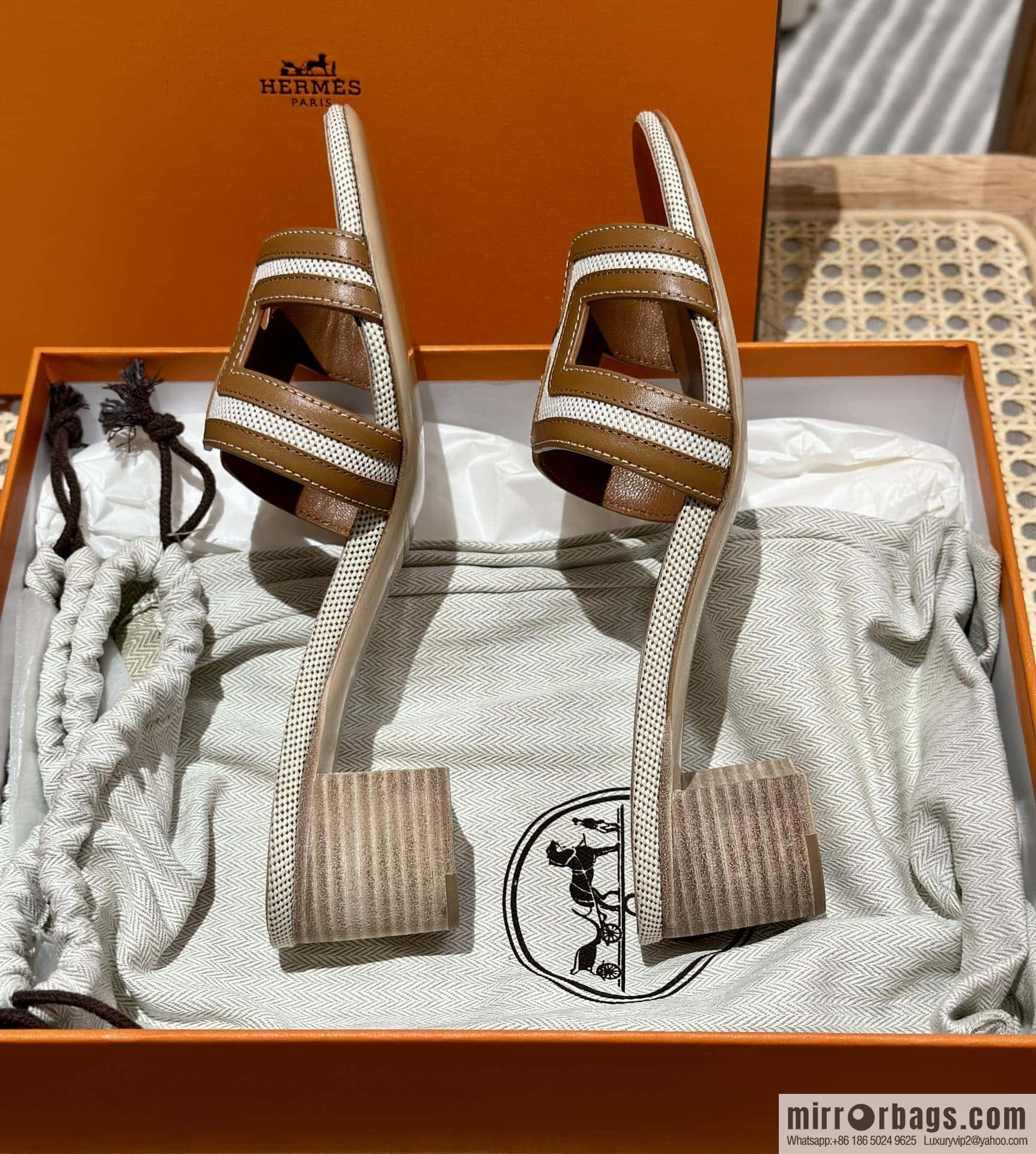 Hermes Hermes, canvas leather, high heels